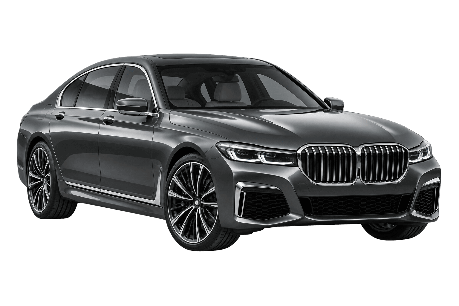 Luxury sedan, front three-quarter view